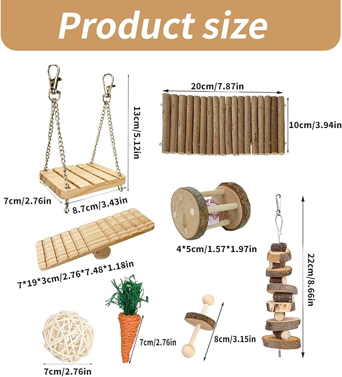 8PCS Hamster Swing Bridge Toy Parrot Cage Hanging Grinding Toy Birdcage Accessories Small Animal Entertainment Toy