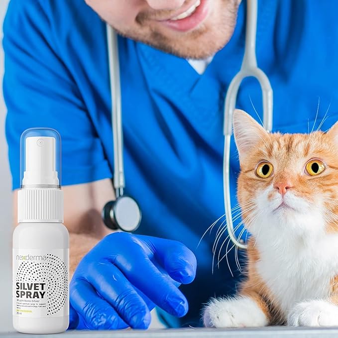 NEXDERMA Pet Wound Care with Colloidal Silver Medicated Itch Relief Hot Spot Spray for Dogs & Cats | First Aid Skin, Vet Formulated, All Natural Pain Free Formula - 25ml