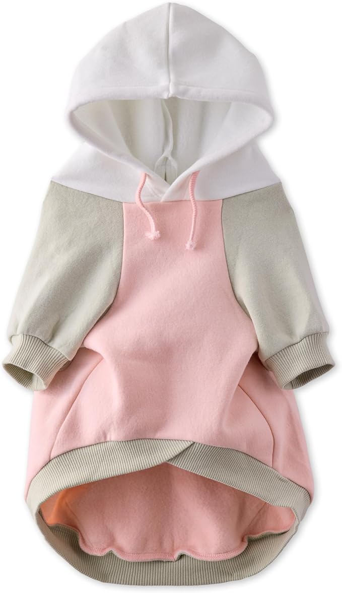 Pet Passion Rocky II - The Extra Comfy Hoodie, Organic Cotton and Recycled Poly Dog Hoodie Pet Coat Sweater for Small, Medium, Large Dogs, Pink Color Block, X-Large
