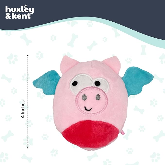 Huxley & Kent Funny Dog Toy w/Squeaker – Power Plush Squeaky Dog Toys for Small Dogs – Durable Small Stuffed Animal for Indoor Play & Fetch - Tiny Tuff Flying Piggasus