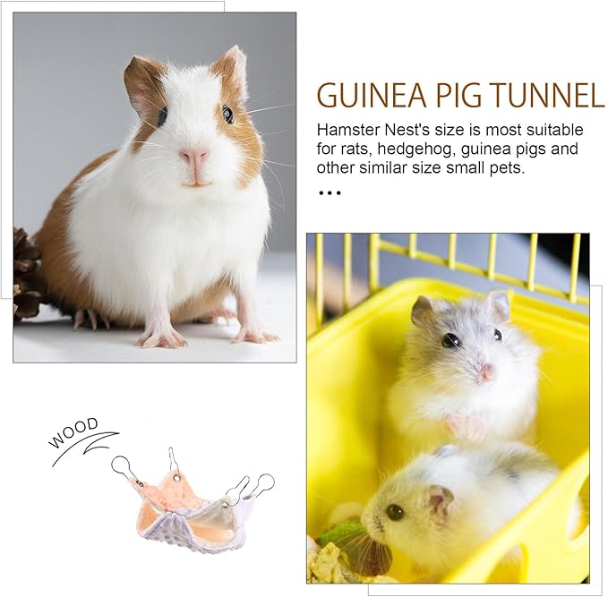 Guinea Pig Hammock Bed and Hamster Resting Hammock Double-Layer Warm Fleece Small Pet Sleeping Nest for Squirrels and Birds Cage Accessories
