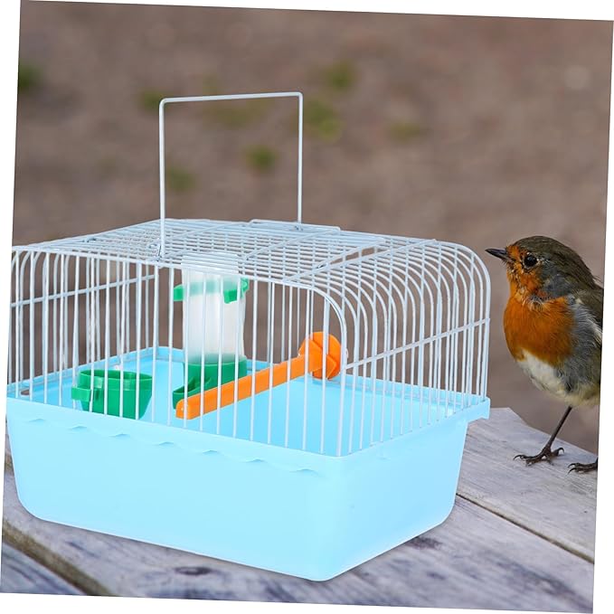 BESPORTBLE Portable Bird Cage for Lovebirds Spacious Carrier with Perch Food Box and Waterer for Travel Construction for Pet Transport
