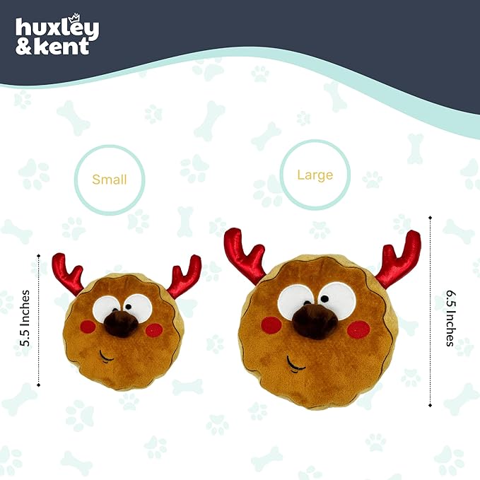 Huxley & Kent Pet Bow Tie for Dogs & Cats - Holiday Adjustable Hook & Loop Collar Accessory - Cute & Comfortable for Holidays & Celebrations - Gotta Dash Reindeer Cookie, Small