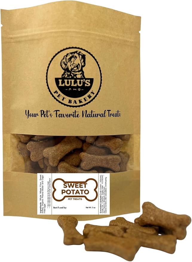 Lulu's Pet Bakery - All-Natural Pet Treats - Human Grade - Made in USA (5oz, Sweet Potato)