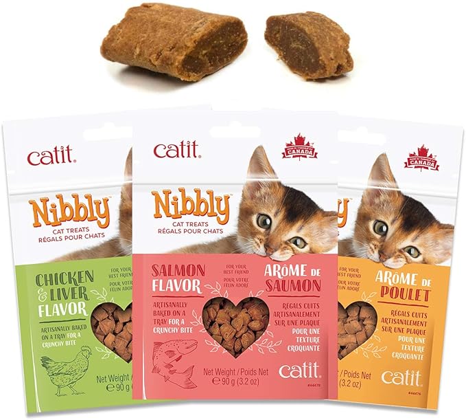 Catit Nibbly Cat Treats, Healthy Baked Treats, Chicken & Liver, 3.2 oz (Pack of 4)
