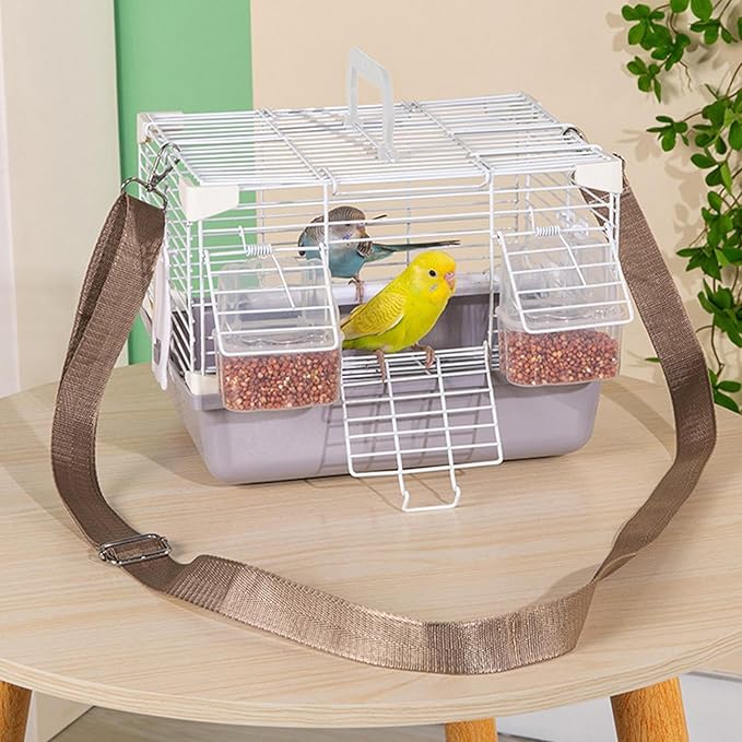 Portable Bird Cage - Travel Mini Aviary, Sturdy Handle Carrier, Easy Cleaning Design, Excellent Pet Habitat, Trending Small Animal Tool, Cockatiels Peony Budgies Accessories 10.63x7.87x7.87 Inches