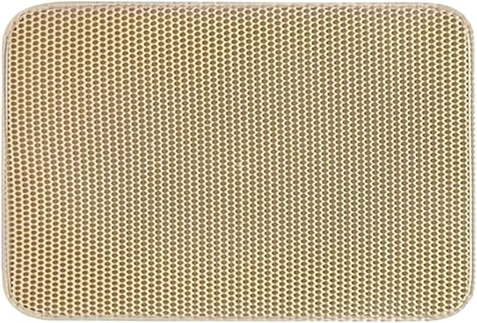 1Pc Large Size Cat Litter Honeycomb Double Layer Design,Urine Waterproof,Easy Cleaning,Scatter Control,Stay Clean(Khaki,S-40x50cm)