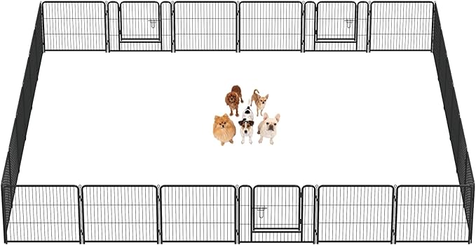 DUMOS Dog Playpen Indoor, Metal 24 Inch 24 Panels Foldable Pet Fence with Door, Outdoor Small Medium Large Dog Puppy Portable Exercise Play Pen for RV Camping, Trips, Play Yard