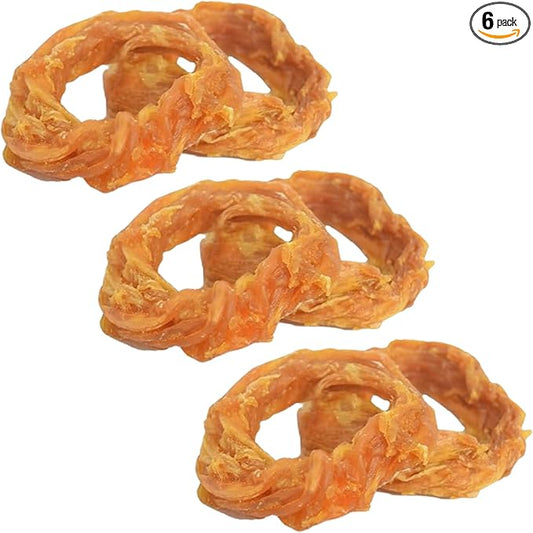 Ultra Chewy Turkey Tendon Rings for Dogs - Premium All-Natural Tendons, Hypoallergenic Treats, Easy to Digest, Alternative to Rawhide (6 Pack)