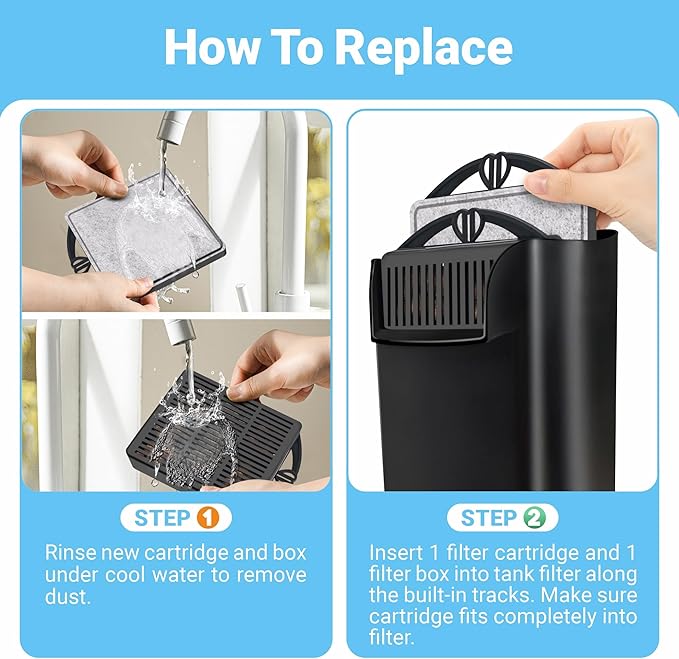 GOZILLA Aquarium Filter Cartridges,Fish Tank Filters Accessories Set,Turtle Tank Filter Replacement Includes 8 Filter Cartridges and 2 Filter Boxes.Only Suit for GZ-107 Low Water Level Tank Filter.