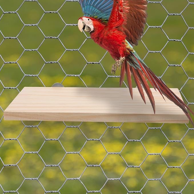 Wood Perch Stand Platform for Parrot and Small Pets, Rectangular Bird Cage Accessory, Natural Wood Exercise for Hamster, Chinchilla, Squirrel,