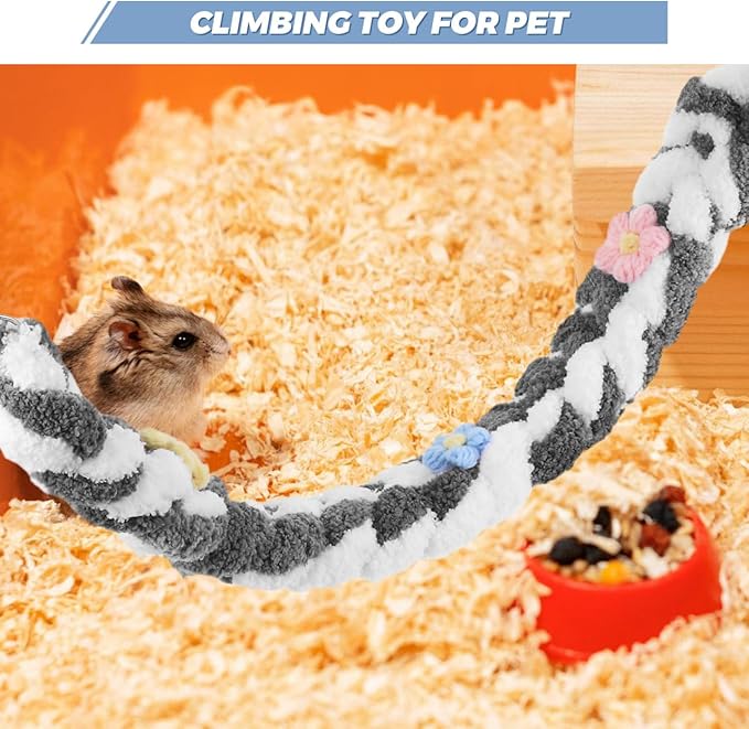 YARNOW Climbing Rope Toy for Squirrel, Sugar Gliders, Rats and Ferrets - Multi-Functional Hanging Perch for Bird Cage, Encourages Activity and Enrichment