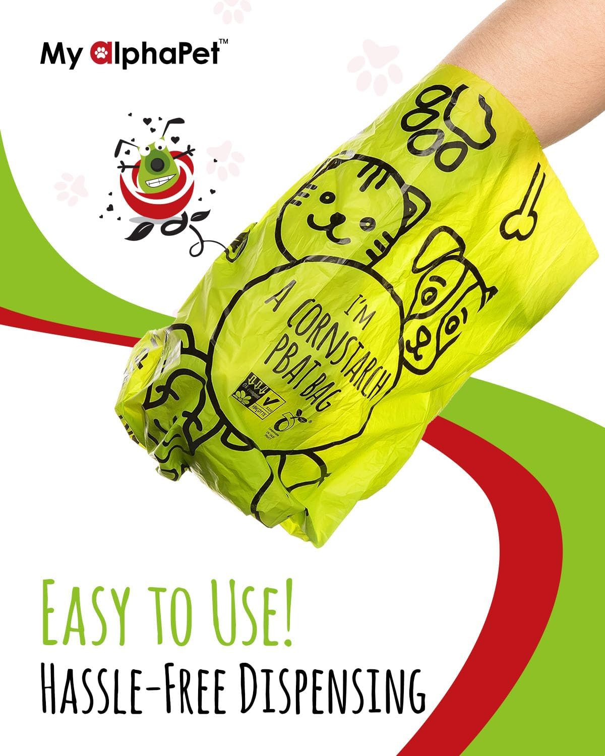 Compostable Dog Poop Bags, Cornstarch Eco-Friendly, HOME COMPOST NF T 51-800, 120 Count, Large Size Bag 9x13 Inches, 8 Unscented Refill Rolls, Leak-proof, Plantbased, GM-Free Corn