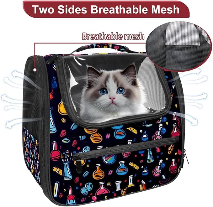 Chemistry Science Laboratory (7) Cat Carrier Backpack,900D Wear-Resistant Oxford Fabric, Dog Carrier Cat Backpacks Suitable for Travel