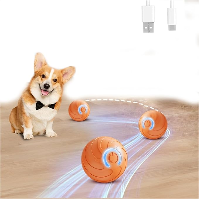 2025 New Shaky Ball Toy for Dogs,Interactive Dog Toys,2025 New Vibrating Dog Balls,USB Rechargeable Automatic Moving Toy Ball for Small Dogs and Cats (Orange)