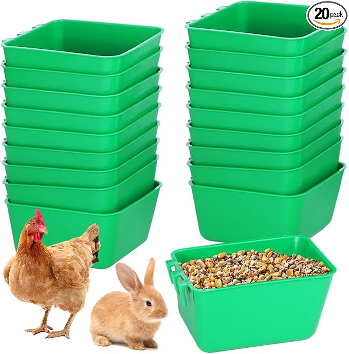 20 Pcs Cage Cups 16 oz Chicken Feeder Waterer Birds Feeders Hanging Bunny Cage Feeder Chicken Water Bowl Feeding Seed Bowl for Pet Parrot Rooster Parakeet Gamefowl Poultry Pigeon Wire Cage
