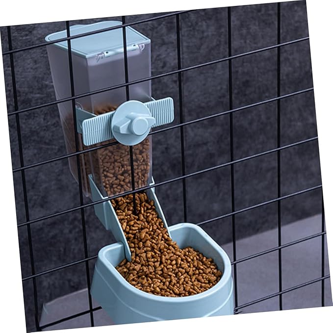 DOITOOL Hanging Automatic Bird Feeder Small Pet Feeder with Food Dispenser Blue for Indoor Bird Cage and Hamster Cage Accessories