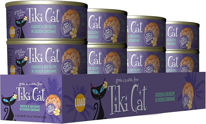 Tiki Cat Luau Wet Cat Food, Chicken & Egg, 2.8 oz. Cans (12 Count)