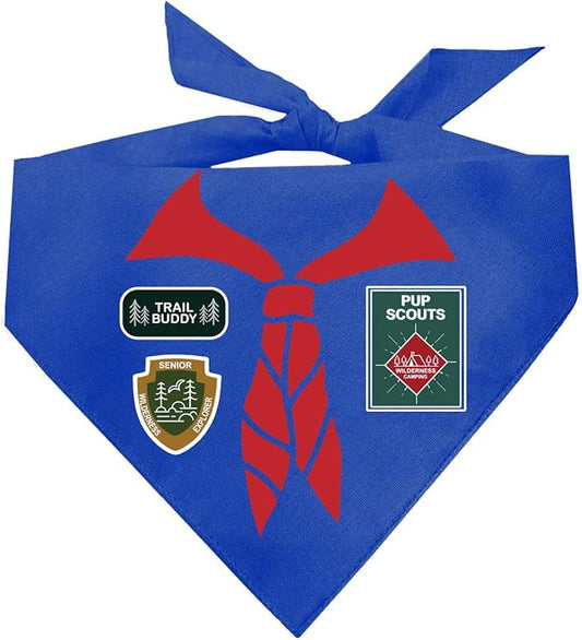 Pup Scout Dog Bandana | 100% Cotton Adjustable Triangle | Made in USA | Funny | Cute Scout Costume | Pet Explorer | Halloween |Assorted Colors| (Royal, One Size)
