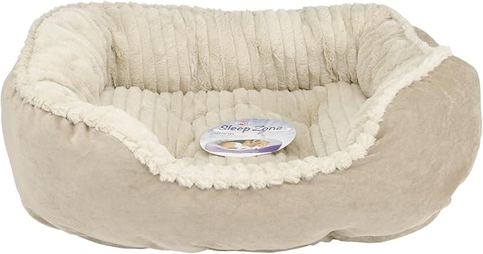 SPOT Sleep Zone Faux Suede Carved Plush Lounger, Cuddler, Napper Dog Bed - Fabric Bottom - 21X17 Inches/Tan/Attractive, Durable, Comfortable, Washable.