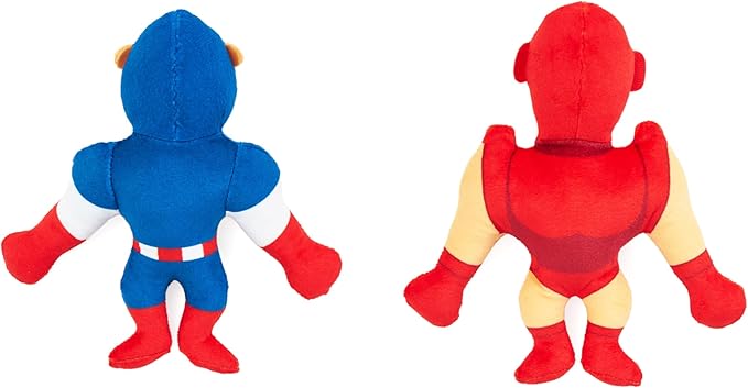 ZippyPaws Marvel Plush Toy for Dogs, Round Squeaker and Crinkle Material, 2 Pack, Captain America and Iron Man