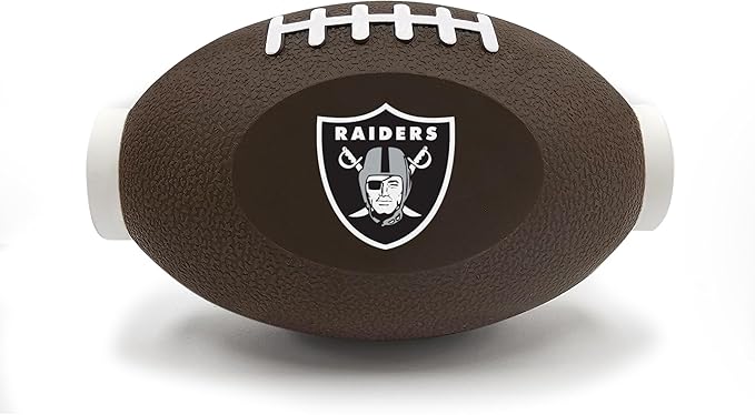NFL Las Vegas Raiders Football Treat Dispensing Toy for Dogs and Cats - Interactive Rubber Ball for Feeding and Fun
