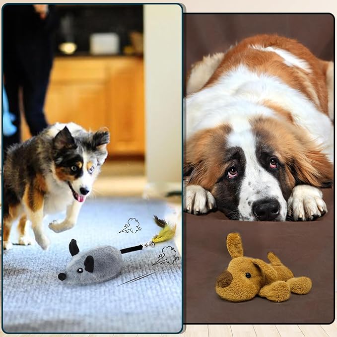 BABORUI Interactive Dog Toys Mouse, Automatic&APP Control Escaping Mice Squeaky Dog Toy with Lights & Auto-Turn, Rechargeable Moving Dog Toys for Small/Medium/Large Dogs & Cats(Grey)