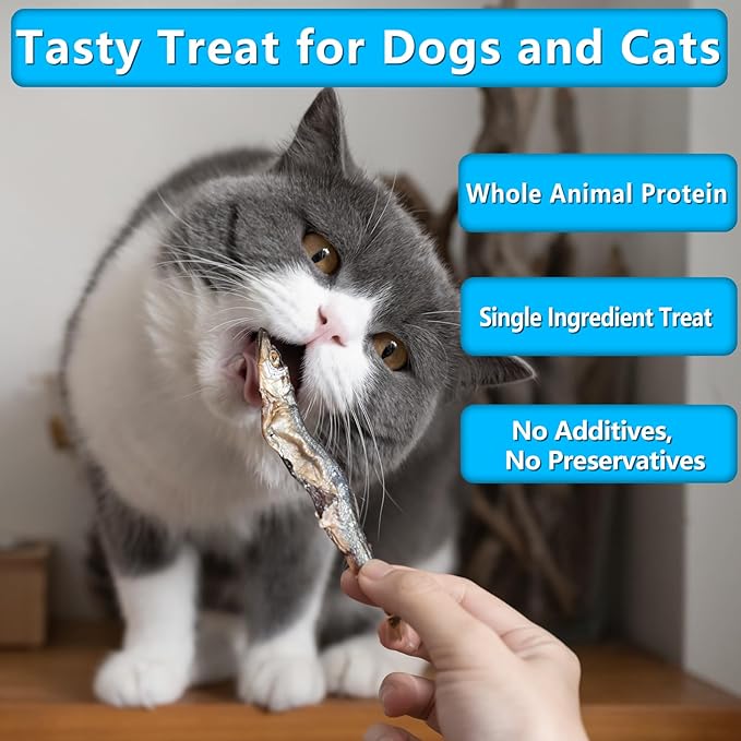 4.5 oz Natural Air-Dried Minnows for Dog and Cat Treats, 100% Natural, High-Protein Cat & Dog Treats, Single-Ingredient Fish Snacks for Training