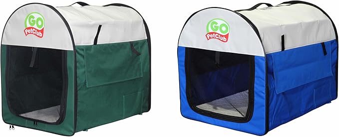Go Pet Club 18" Rounded Top Soft Collapsible Dog Crate, Portable Pet Carrier, Thick Padded Pet Travel Crate for Indoor & Outdoor, Soft Sided Pet Foldable Kennel Cage with Durable Mesh Windows, Green