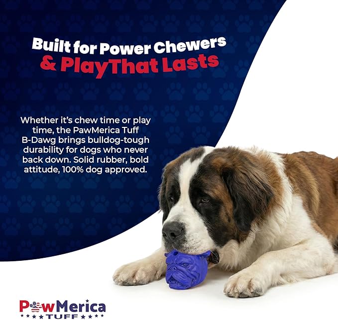 B-Dawg – Indestructible Dog Toy for Aggressive Chewers – Bulldog Shape for Interactive & Engaging Play – Cleans Teeth & Massage Gum – Pet-Safe & Made in USA (3.75 x 3.75 x 3.75 Inches)