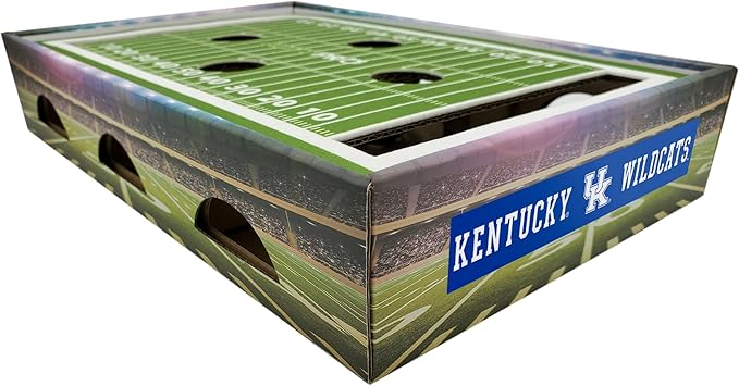 Pets First NCAA Kentucky Wildcats Cat Scratcher Box, Game Day Cat Toy, NCAA Football Field Designed Cat Scratcher and Lounge, Stimulating Cat Game,KY-5028