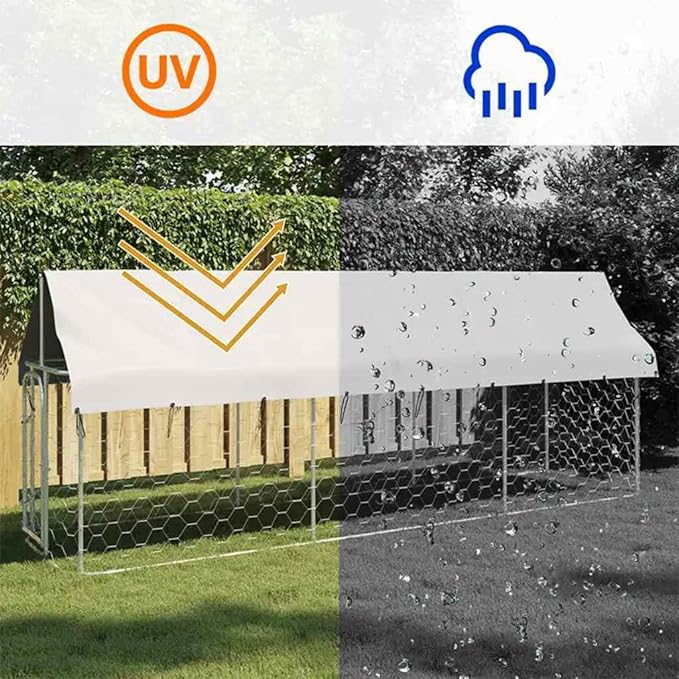 vidaXL Outdoor Dog Kennel, Dog Pen Kennel Playpen House with Roof, Heavy Duty Dog Crate Outdoor Metal Pet Animal Cage Fence for Yard