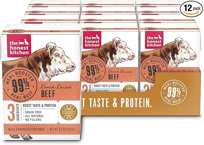 The Honest Kitchen Human Grade Meal Booster: 99% Beef Dog Food Topper, 5.5 oz (Pack of 12)