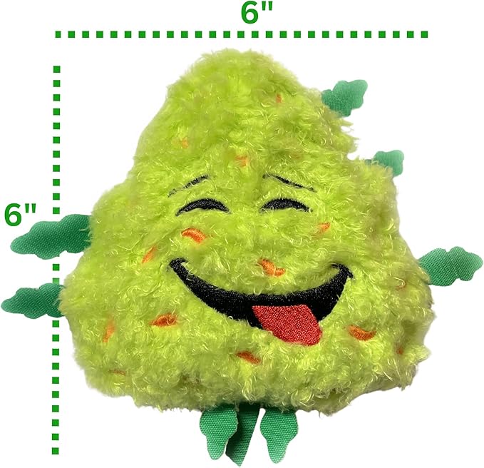 Bud the Weed Nug, Funny Squeaky Dog Toy, Cute Stuffed Parody Pot Nug, Cool Plush 420 Novelty Gift for Pets & Their Owners, Sized for Puppies & Small, Medium & Large Breeds