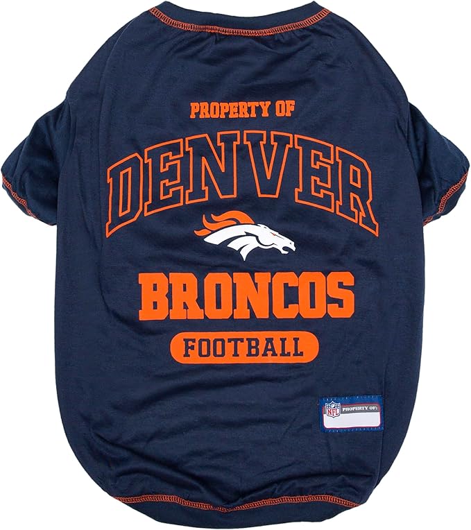 NFL Denver Broncos Dog T-Shirt for Pets, Size Medium. Officially Licensed Pet Shirt with Team Logo, Soft Stretchable Comfort Fit Apparel for Dogs & Cats