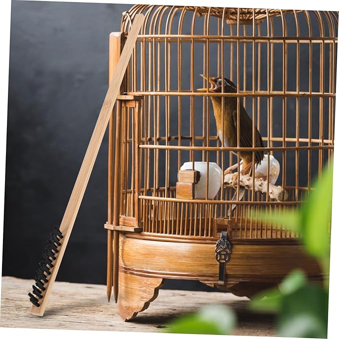 POPETPOP 2pcs Birdcage Cleaning Tools Set Brush and Shovel for Removal Sturdy Stainless Steel for Daily Deep Cleaning