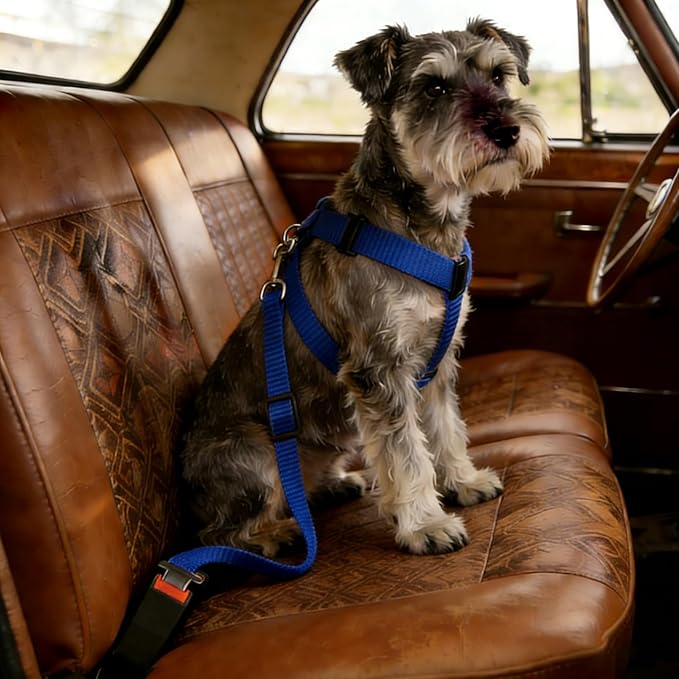 Elisel Elisel 2 Packs Adjustable Length Pet Dog Cat car seat Belt Pet seat Belt Pet Accessories for Dogs Cats and Pets (Blue)