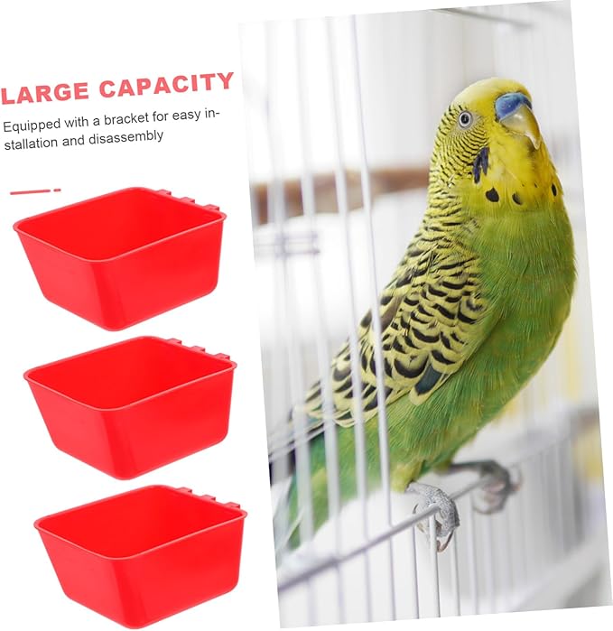 SUPVOX 4pcs Hanging Bird Cage Feeding Cups 12.5 * 9.5 * 6CM Sturdy Rabbit Water Bowl Chicken Coop Feeder PET Food and Water Bowls for Small Animals