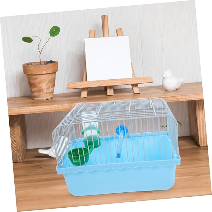 Portable Lovebird Cage with Perch Food Dish Water Feeder Abs Iron Construction Spacious Pet Carrier for Small Animals Parrots and Birds Random Color