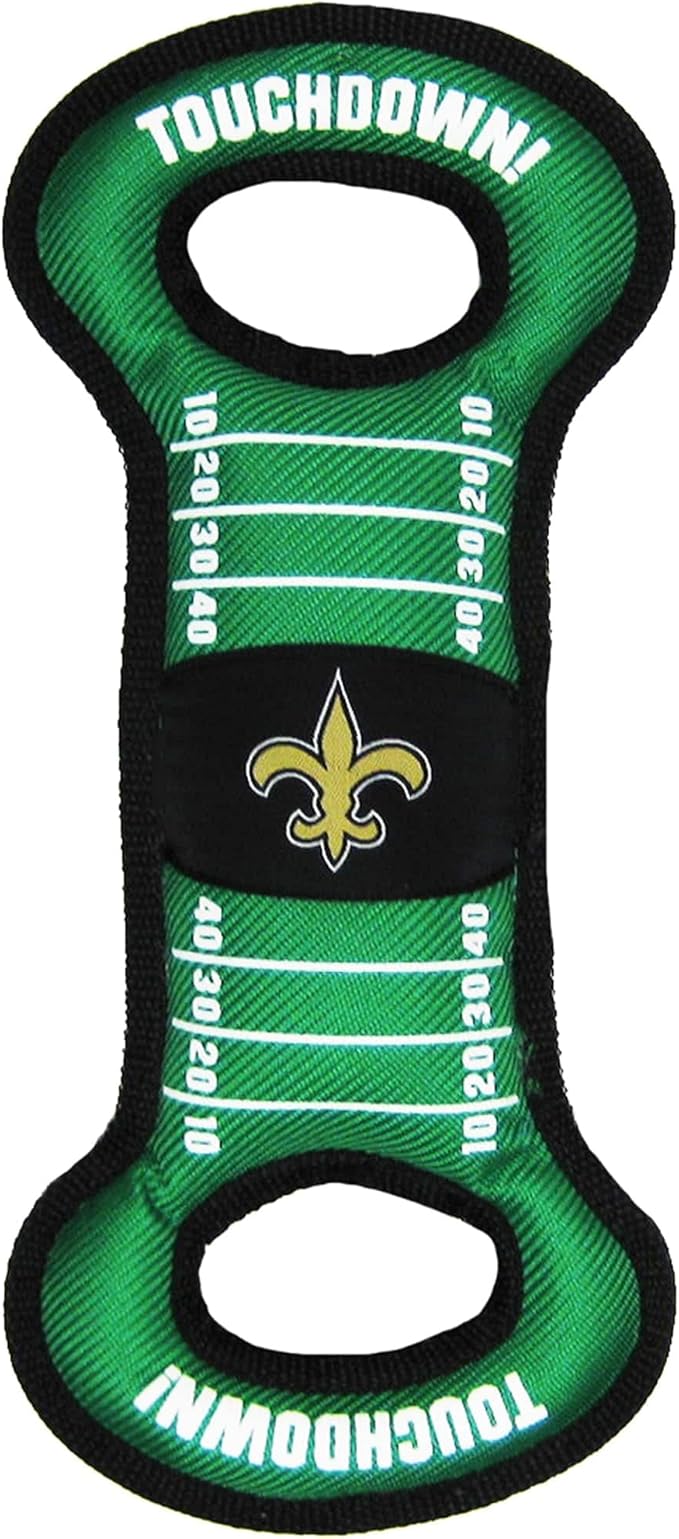 NFL Football Field DOG TOY with Squeaker. - NEW ORLEANS SAINTS - For Tug, Toss, and Fetch. - Tough & Durable PET TOY