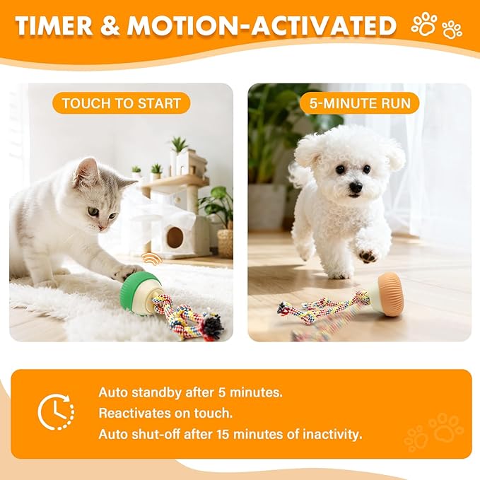 Interactive Cat Toy, 360° Rotating Automatic Moving cat Toys, Voice Recordable Auto Rolling Pet Toy with LED Sound & Music, Rechargeable Interactive Cat Toys for Indoor Cats & Small Dogs (Blue)
