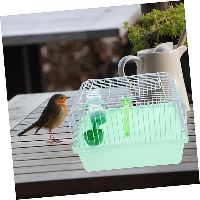 Portable Small Bird Cage for Lovebirds and Parrots Abs and Iron Travel Carrier with Spacious Interior Perch Food Box and Waterer Lightweight Portable Pet Carrier for Random Color