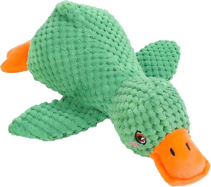 Squeaky Duck Dog Toys Pet Comfort Toy with Quack-Quack Accompany to Sleep Stuffed Toy for Small Dogs and Cats (Green, Small Size)