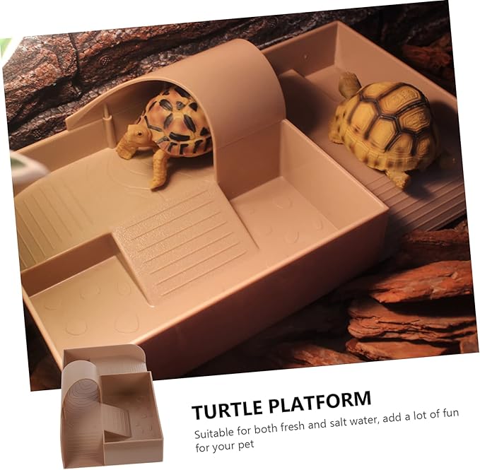 Sosoport Tortoise Climbing Terrace Multifunctional Turtle Habitat and Basking Platform for Aquatic Landscapes for Fish Tanks and Reptile Enclosures