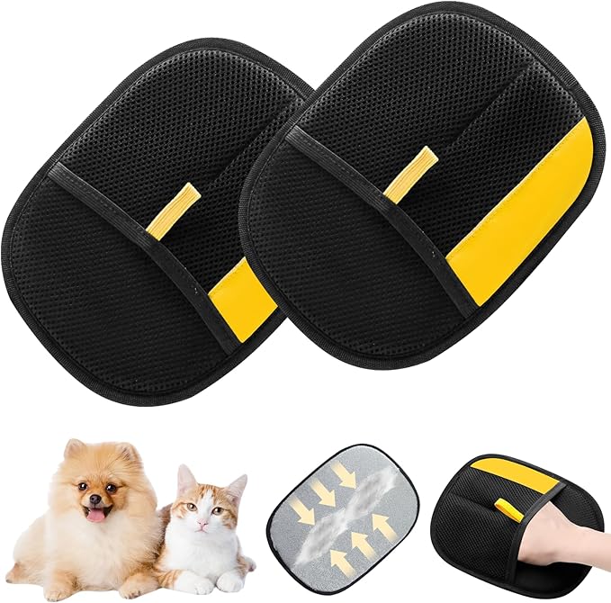 2pcs Pet Hair Removal Glove for Cats & Dogs, 2025 New Upgrade Efficient Grooming Gloves for Pet Hair, Cat Grooming Gloves for Hair Removal, Reusable Pet Hair Remover Glove