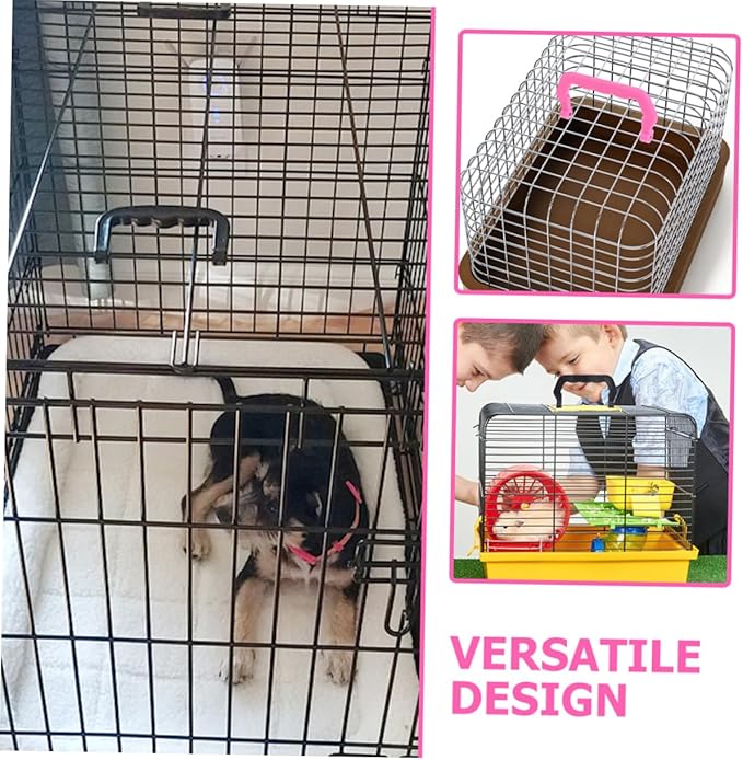 Happyyami 20pcs Pet Cage Handles Set Ergonomic Durable and Portable Birdcage Accessories for Hamsters Easy to Install Multi-use Black and Pink for Safe Transport