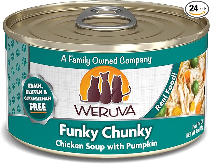 Weruva Classic Cat Food, Funky Chunky Chicken Soup with Pumpkin in Chicken Soup, 3oz Can (Pack of 24)