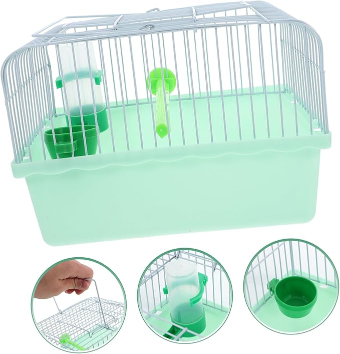 Multi-Functional Portable Parrot Cage with Perch Food Box Water Bottle Spacious Metal Aviary Carrier Travel Cage for Parakeets Lovebirds Small Animals Random Color