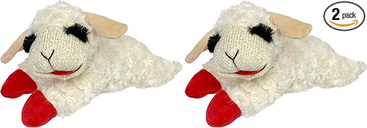 Multipet Lamb Chop Dog Plush Toy - Squeaky Toy for Small & Medium Dogs - Extra Soft Plush - Stuffed Animal for Cuddling & Playing (10", Cream, 5 Squeakers) (Pack of 2)