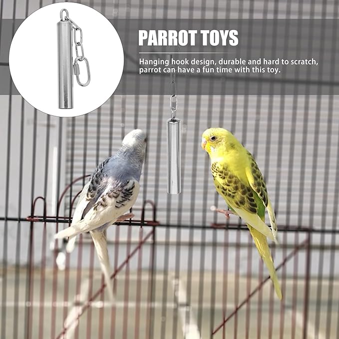 Squirrel-Shaped Stainless Steel Bell for Parakeets and Large Parrots Bird Cage Accessory for Chewing and Playing Hand Shaking Bell for Interactive Pet Entertainment